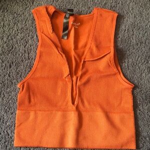 Orange Sleeveless Ribbed Top